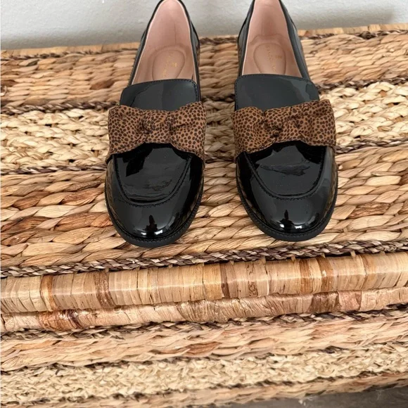 Bandolino Black Patent Loafers with Brown Leopard-Print Strap - Picture 2 of 7